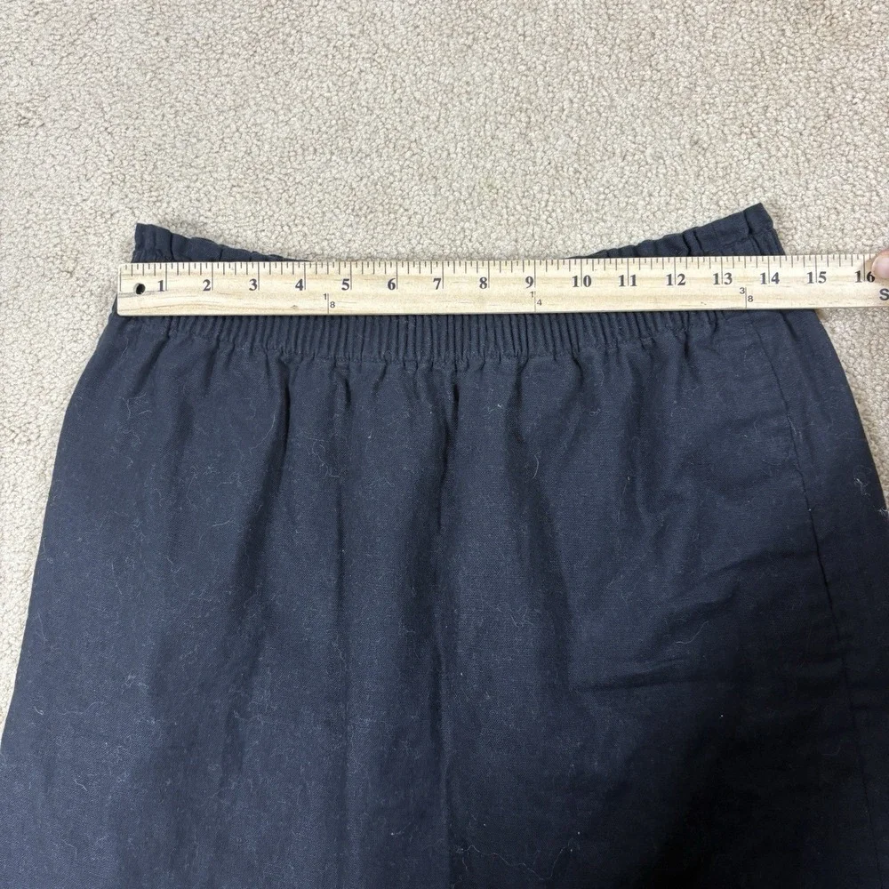 J Crew Linen Cotton Blend City A Line Skirt Womens 8 Black Smocked Waist